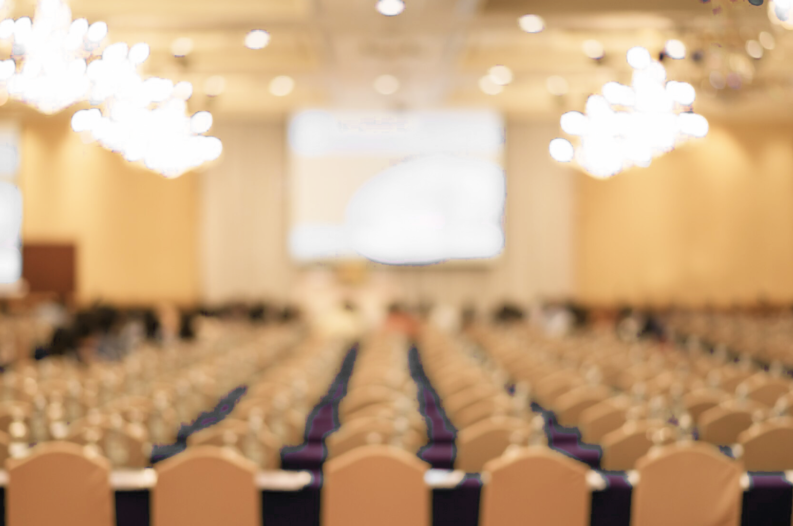 Business meeting hall with conference setup