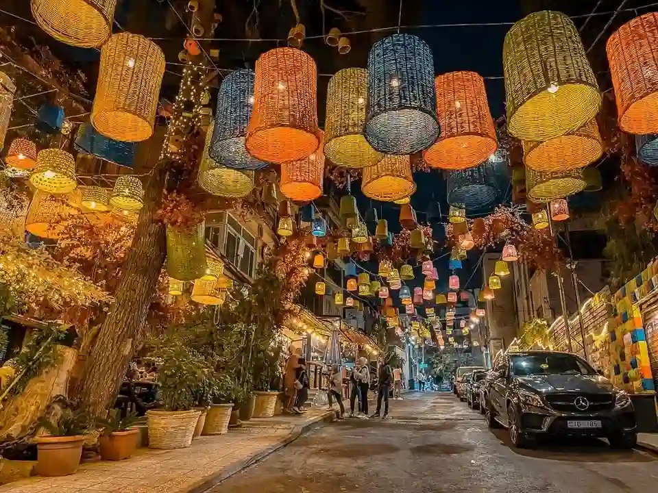 Rainbow Street, a vibrant destination in Amman known for its cafés, restaurants, art spaces, and boutique shops.